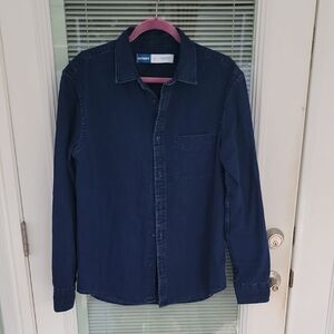 Old Navy Navy Mens Dark Wash Jean Button-Up Shirt Sz M